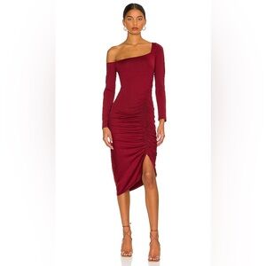 Astr Burgundy One Shoulder Dress from Revolve